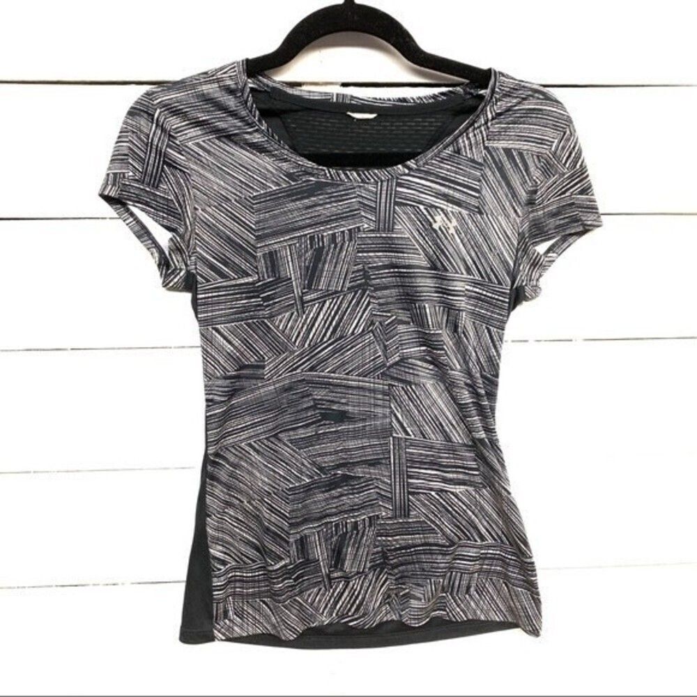 UNDER ARMOUR short sleeve shirt womens black white workout tee small